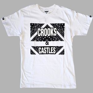 Crooks & Castles White Bandana Print Streetwear T-Shirt S
